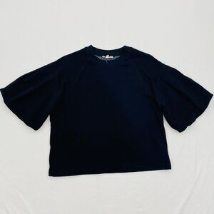 Madewell Puff Sleeve Sweatshirt Tee Boxy Cotton Blend Fleece Womens Small Black